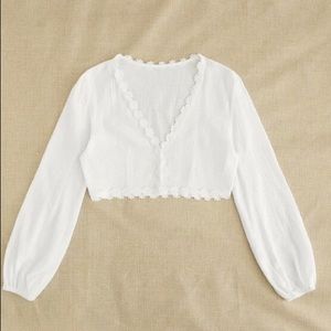Cropped Long Sleeve with Flower Detail